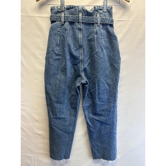 Abercrombie & Fitch Mom Jean Ultra High-Rise Raw Hem Paper Bag Waist Women's 0 - Picture 7 of 7